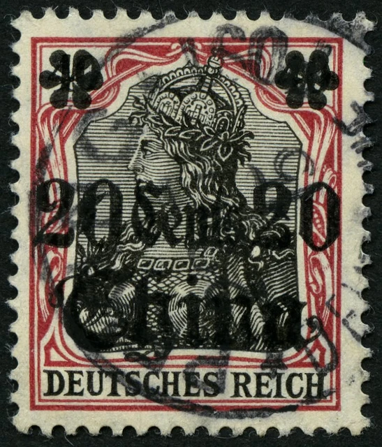 DP CHINA 42 o, 1908, 20 C. auf 40 Pf., mit Wz., Stempel PEKING 22.7.15, Pracht