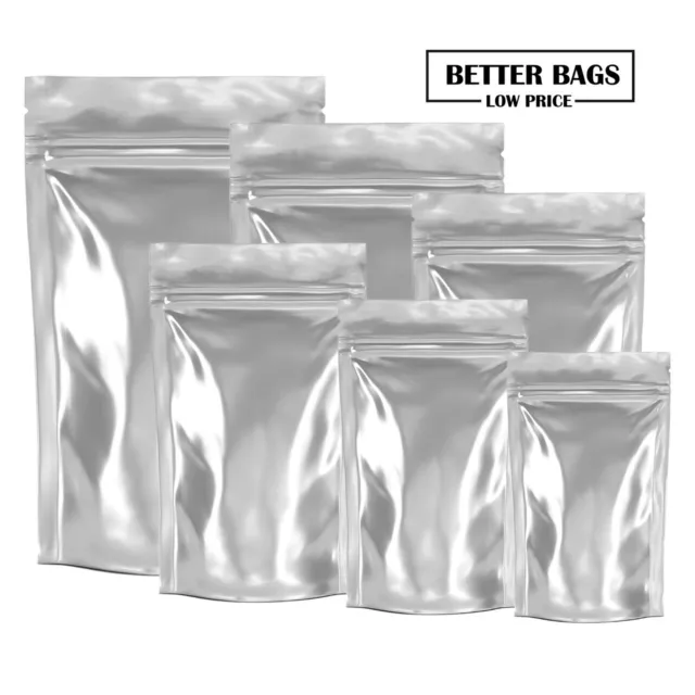 New Standup Mylar Aluminium Zip Grip Foil Bags Sachets Heat Seal Food Grade 2