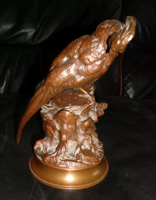 Bronze ancien Ara perroquet oiseau signé Arson  19 ème
