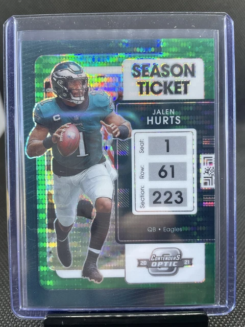 2021 Panini Contenders Optic Season Ticket Green Pulsar Prizm 17/30 Jalen Hurts