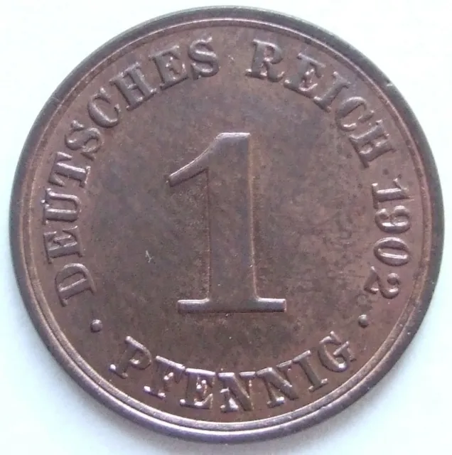 Moneta Reich Tedesco Impero Tedesco 1 Pfennig 1902 A IN Brillant uncirculated