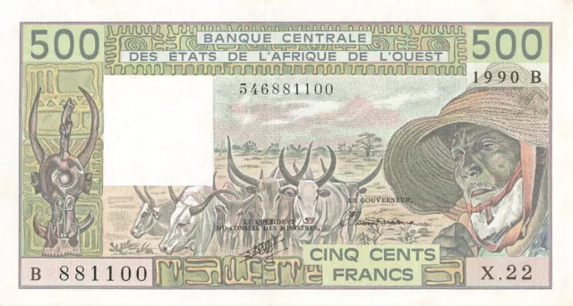 West African States (Benin) 500 Francs 1990 AU