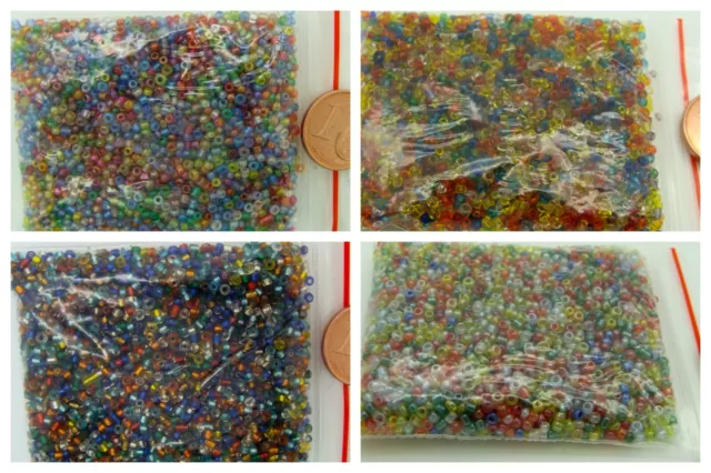 20 grammes mini-rocaille mix couleurs au choix PERLES verre DIY Bijoux Loisirs