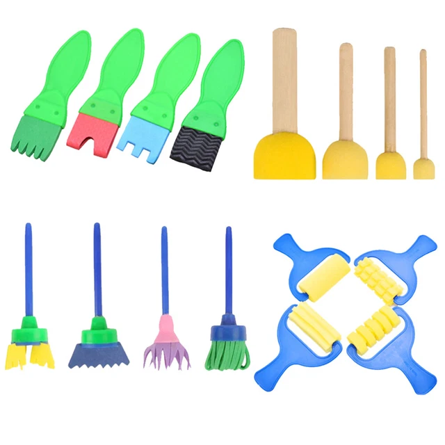 16 Pcs Kleinkind Kleinkinder Zeichnen Pinsel Schwamm-Malpinsel
