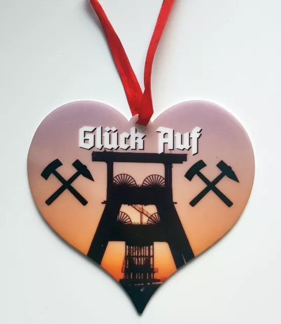 Willkommen Schild - Deko Herz " Glück Auf" - Acryl 130 mm - Ruhrpott