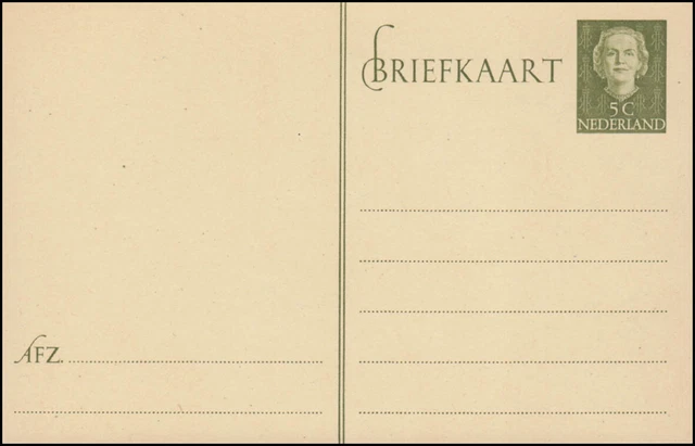 Postkarte P 245 Königin Juliane 5 Cent, ungebraucht ** / MNH