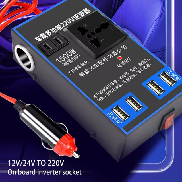 Inverter di alimentazione auto 1500 W 12 V 24 V a 220 V cellulare auto presa di ricarica USB H7