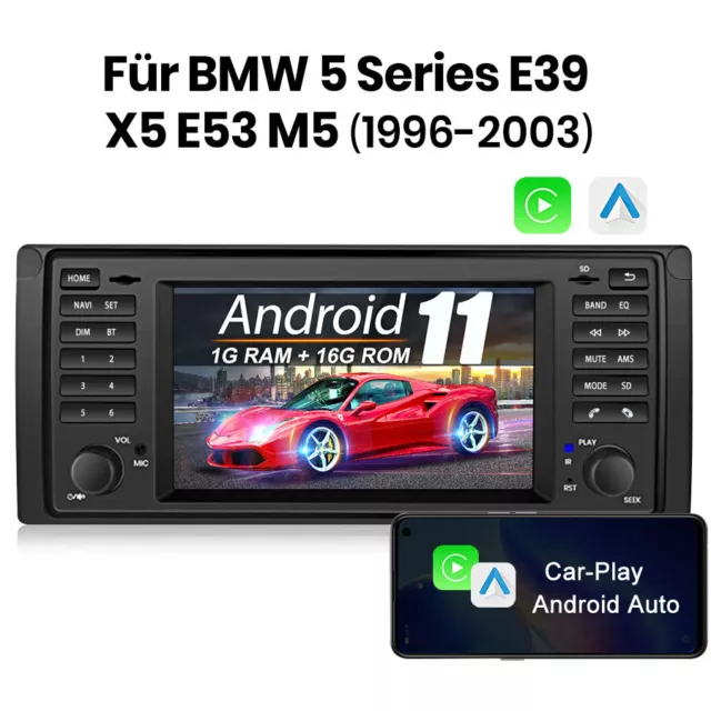 7'' 1+16GB GPS Navi Autoradio Android 11 CarPlay For BMW 5 Series E39 X5 E53 M5