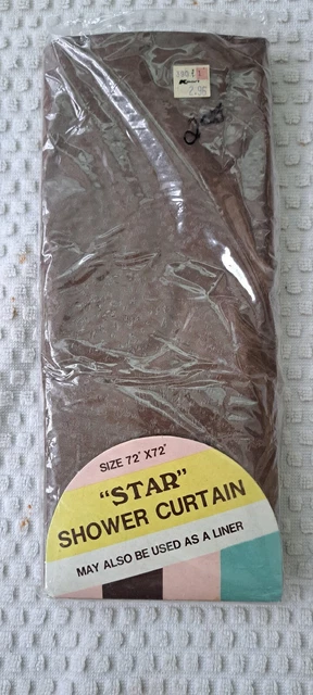 NIP 1970s STARBURST Vinyl Shower Curtain Brown Bathroom MCM Mid Century Vintage