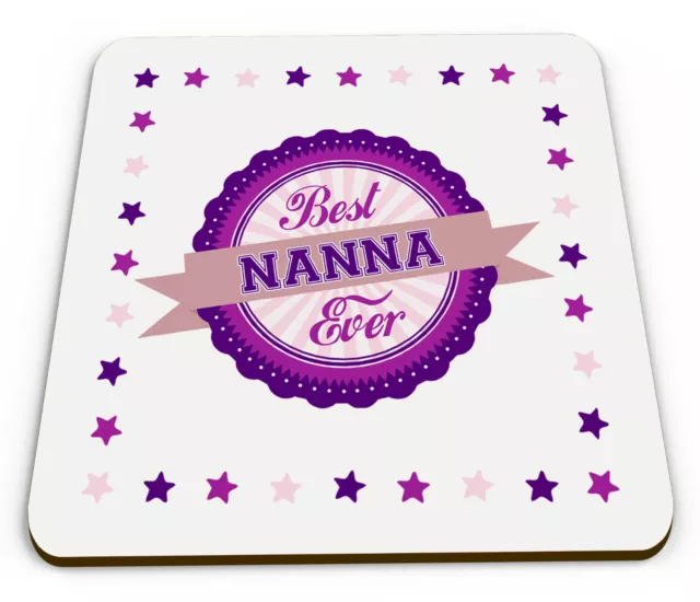 Best Nanna Ever Novelty Glossy Mug Coaster - Pink/Purple