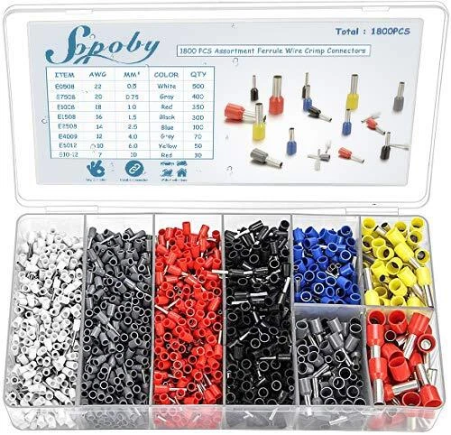 Sopoby 1800 pcs Boîtes à Bornes Sertir Isolées Embouts de Câblage Câble de Co...