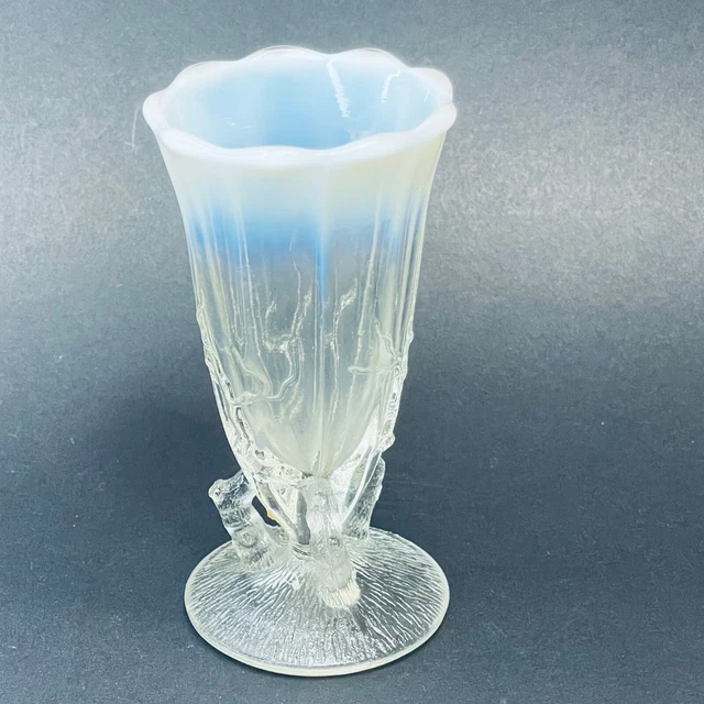 Antique Dugan Northwood WHITE Opalescent Glass TWIGS Pattern Bud Vase