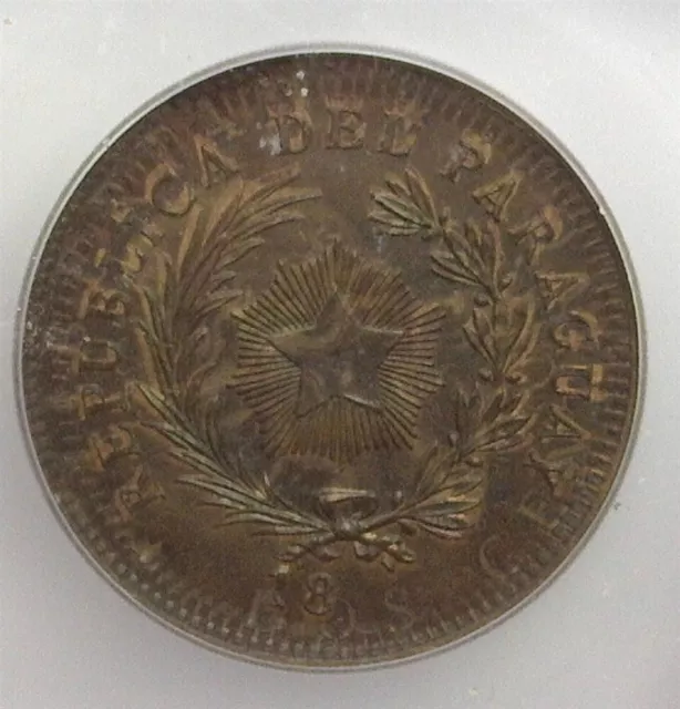 Paraguay 18Xx Copper 50C On Argentina 2C Icg Ms65 Br Km#33 Paraguay Pattern Die*