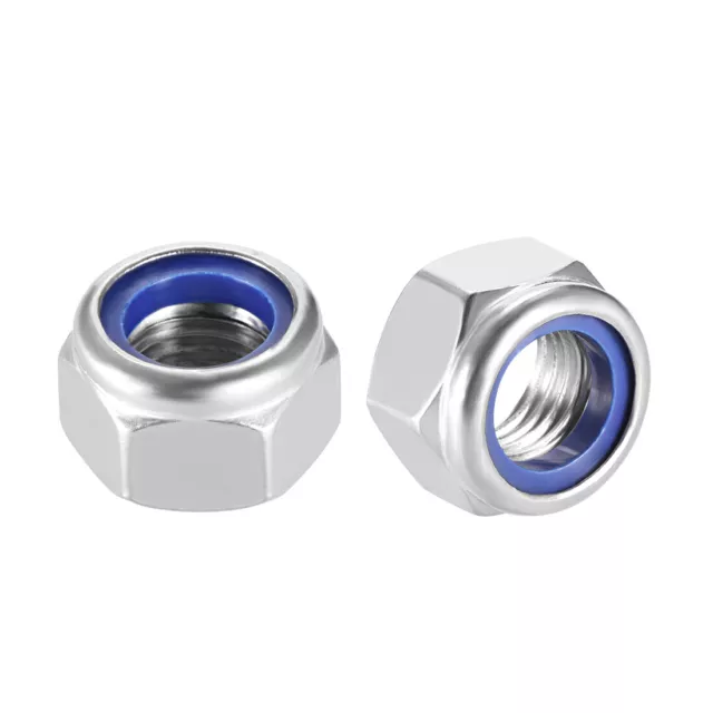 M20 x 2.5mm Nylon Insert Hex Lock Nuts, 304 Stainless Steel, Plain Finish, 1 Pcs