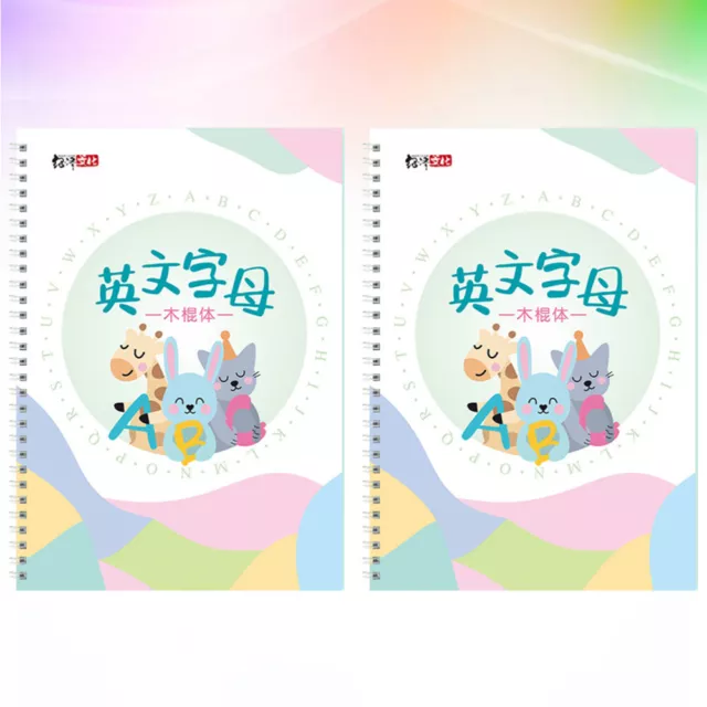 2 Pcs English Groove Copybook Letter Writing Practice Toddler Child Aldult