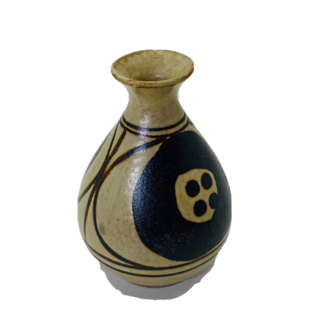 Otagiri Vintage Pottery Bud Vase Mid Century Modern Geometric Design Japan