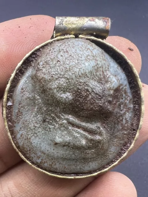 Beautiful Ancient Roman Greek Old Sakindari Roman Glass Bronze Amulet Pendant