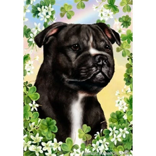Clover House Flag - Black and White Staffordshire Bull Terrier 31231