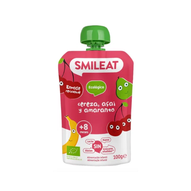 Smileat - Pouch De Cereza, Açai & Amaranto (+8 M, 100G)