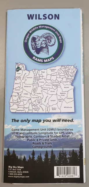Map of Wilson, Oregon, Game Management Units, by Rams Maps