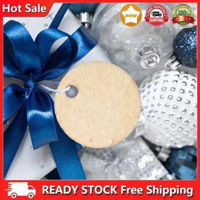 50pcs Wood Gift Tags Unfinished with Hole Wooden Gift Label for Wedding Birthday