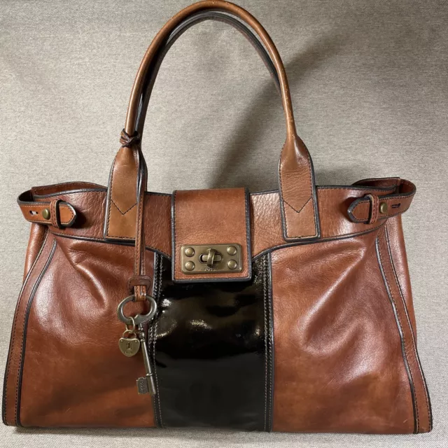 FOSSIL VINTAGE REISSUE Weekender large brown genuine leather tote