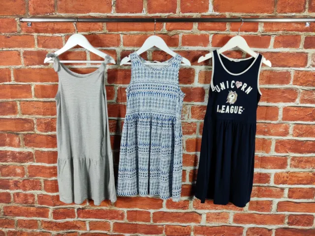 Girls Bundle Age 7-8 Years 100% H&M Sleeveless Summer Dress Set Navy Blue 128Cm