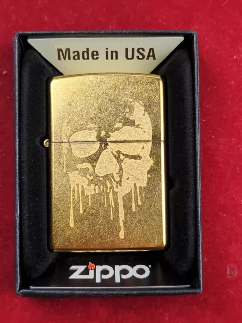 Zippo 29401 GRUNGE SKULL on Gold Dust BRASS Windproof Lighter - MAY (E) 2018 NEW