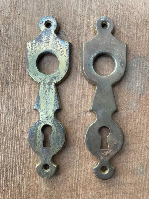 Vintage Pair Art Deco Style Fancy Door Knob Back Plates Restore