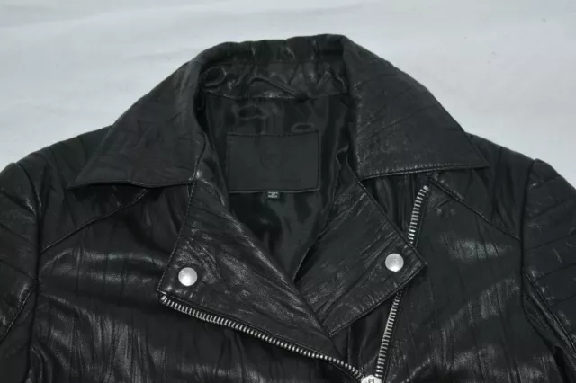 Alexander McQueen MCQ Black Leather Biker Style Zip Cuff Jacket Coat IT40 UK8 2