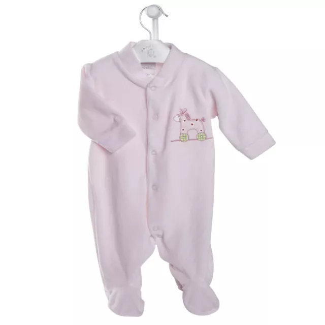 Baby Girls Romper Velour Material Long Sleeve Sleepsuit All-in-One, Newborn Pink