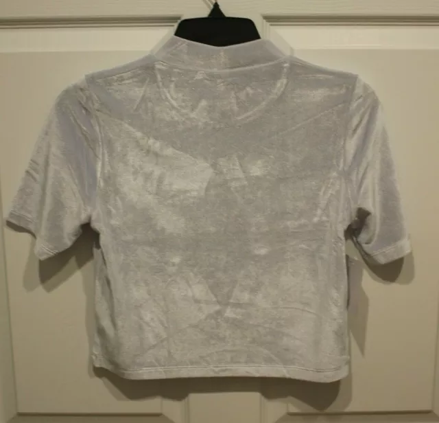 American Apparel Women's Clear Blue/Silver Sparkle Velvet MockNeck Top Size: S 3