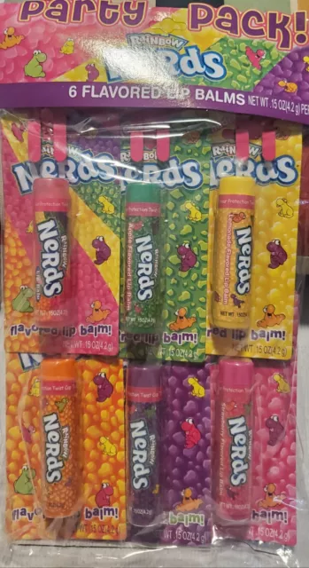 Nerds Rainbow Flavored Lip Balm Set Of 6 Sealed NEW Party Pack