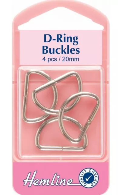 20mm Hemline Nickel D Rings (4 Pack)