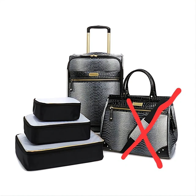 Samantha Brown NWT Luggage Croco Embossed 4 Piece Set, Black Ombre, 21" carry on