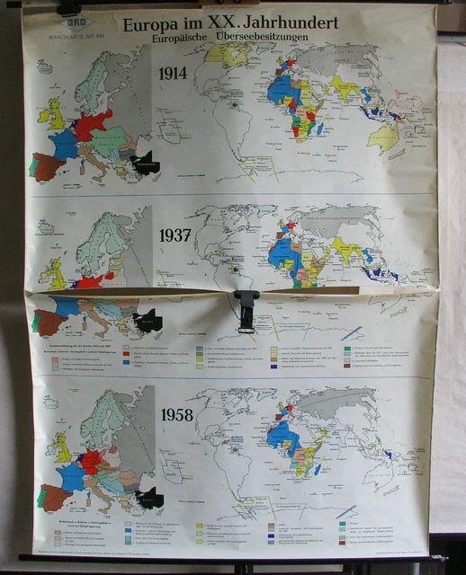 ANTIGUO TARJETA DE Pared la Escuela Mapa Del Mundo Vintage