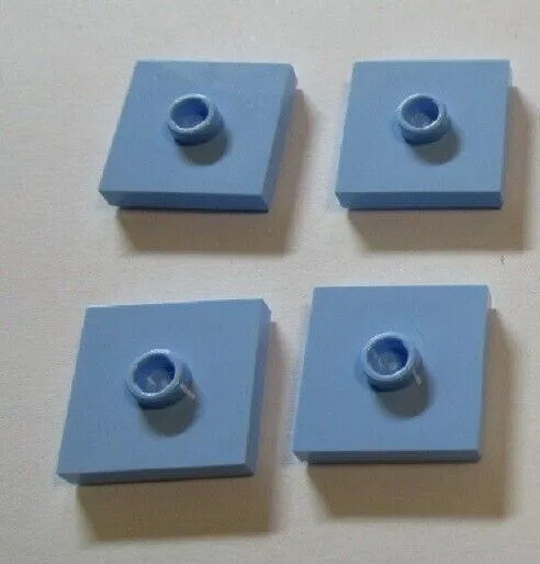 4 x Lego Bright Light Blue Plate 2x2 ref 87580 set 41048 21186 50011 3866