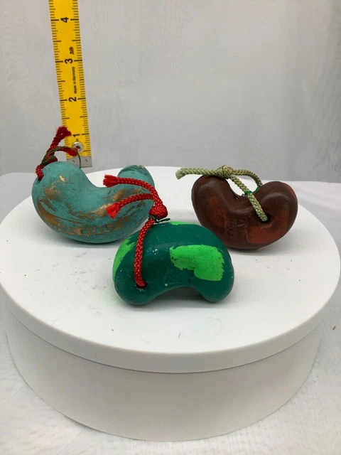 Japanese Clay Bell Ceramic Dorei Asian Antiques shrine temple 6.8x1.7x1.3inch