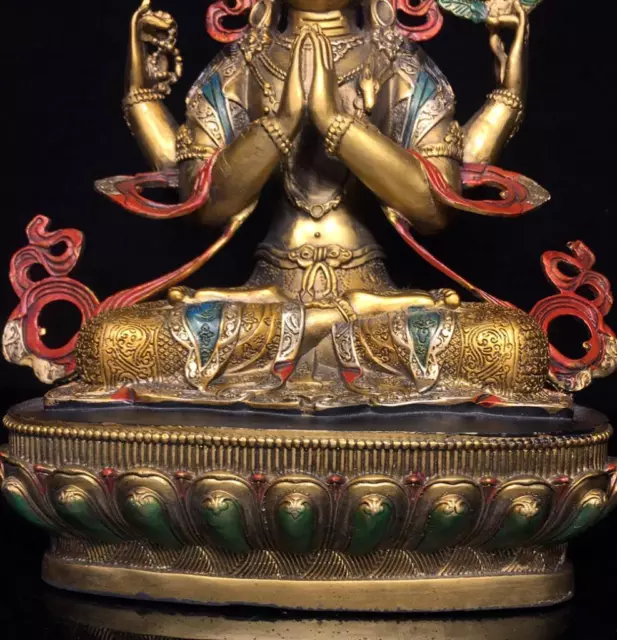 30CM Old Chinese Bronze Gilding Statue Buddha CK116 3