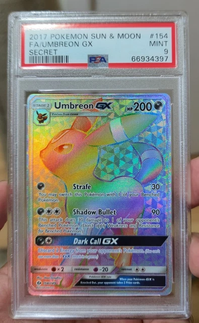 Pokemon Umbreon GX Secret Rare - Sun & Moon - 154/149 - PSA 9
