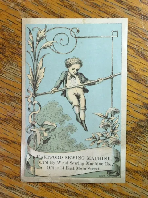 Vintage HARTFORD SEWING MACHINE Wood Company Advertising Trade Card