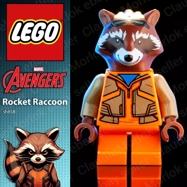 ⭐ LEGO Rocket Raccoon minifigure sh858 Marvel Guardiani della Galassia Avengers