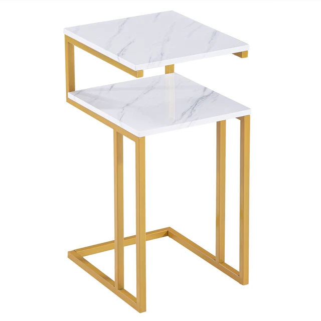 (42 x 35.5 x 71)cm C-Type Side Table Double-Layer Gold Marble Sticker