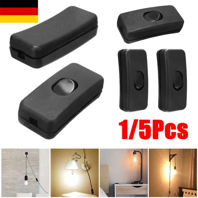 1/5X Schnurschalter schwarz 2A 250V Schnurzwischenschalter Lampen-Schalter