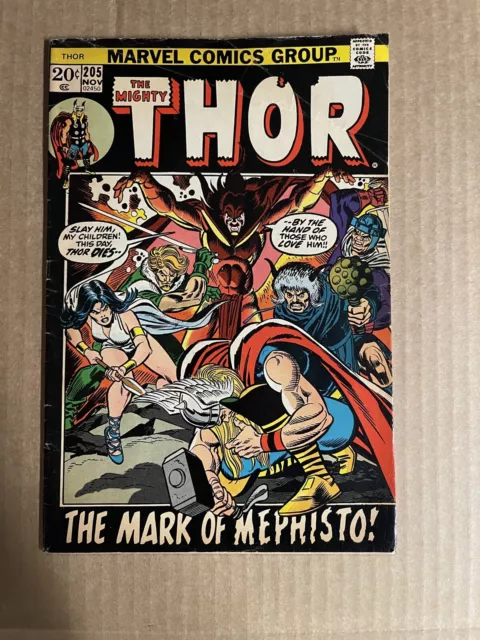 Mighty Thor #205 First Print Marvel Comics (1972) Mephisto Balder Sif