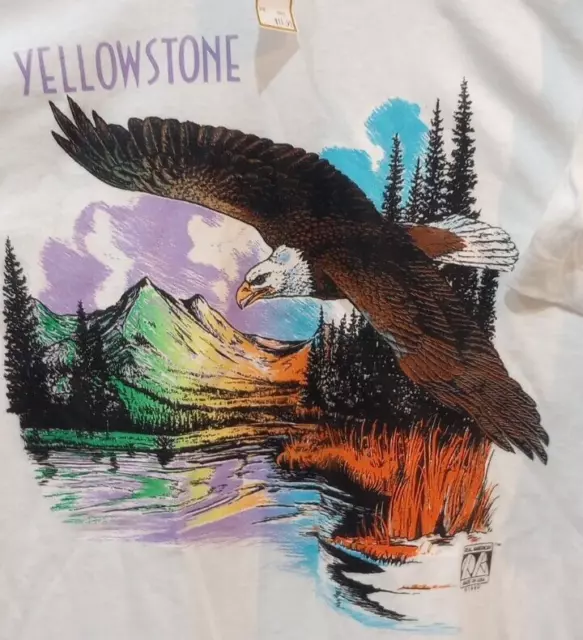 Vintage Yellowstone Eagle T-Shirt Single Stitch U.S.A. Men’s XLG Dated 1990