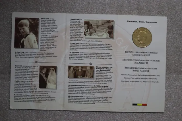 🧭 🇧🇪 Belgium Albert Ii 1993 Medal In Folder B53 #78 Bx7-71-80