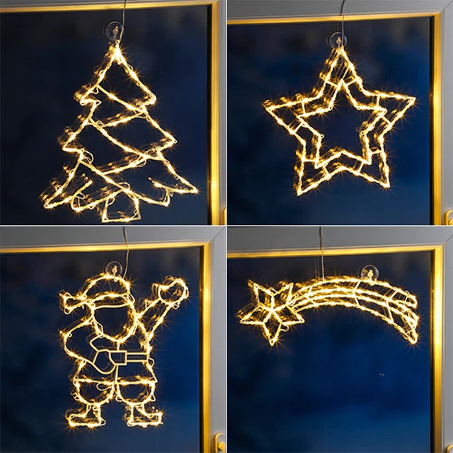 FENSTERSILHOUETTE FENSTERBILD BELEUCHTET 50 LED Weihnachtsdeko