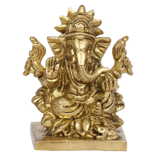 BRASS GANESHA IDOL Statue Ganpati Murti for Home Entrance Decor