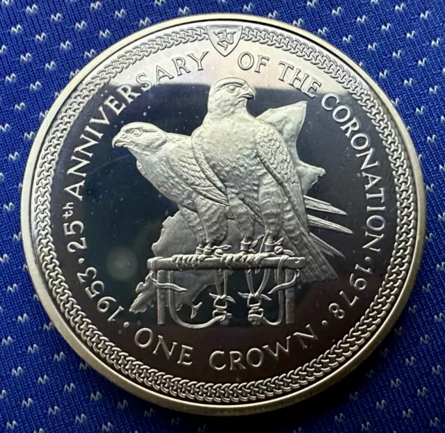 1978 Isle of Man 1 Crown Coin PROOF .925 Silver  ( 30 K Minted ) 2 HAWKS  #ZA106